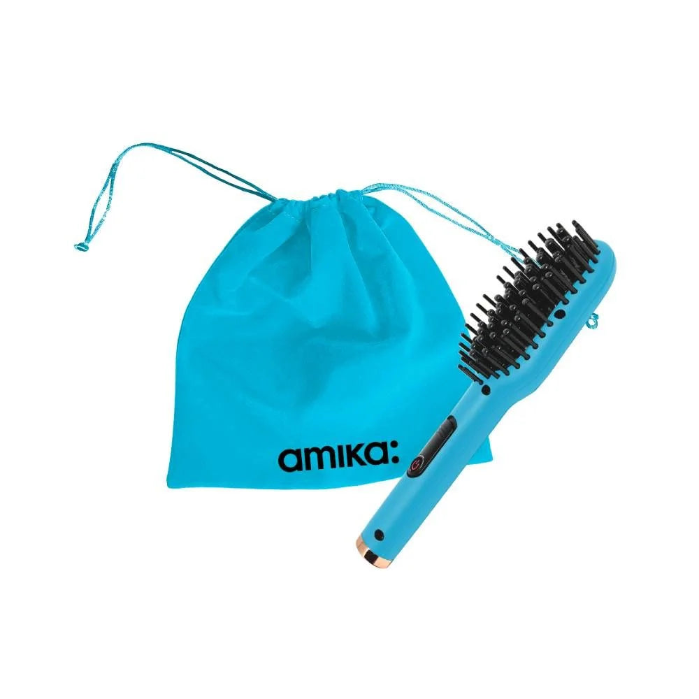 Amika Polished Perfection Travel Straightening Brush and Bag