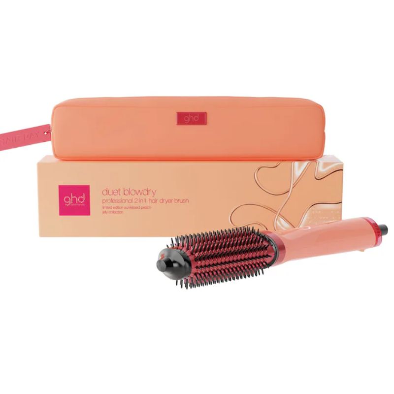 ghd duet blowdry professional 2-in-1 hair dryer brush - limited edition sunkissed peach jelly collection